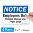 SmartSign (Pack of 4) 5 x7 inch “Notice - Employees Only” Sticker Labels, Laminated Polyester, Made in USA