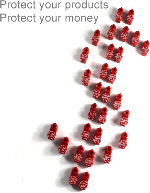 100pcs Betertek Peg Hook Locks Stop Lock Plastic red Stop Locks Retail peg Hook Security Locks pegboard peg Locks