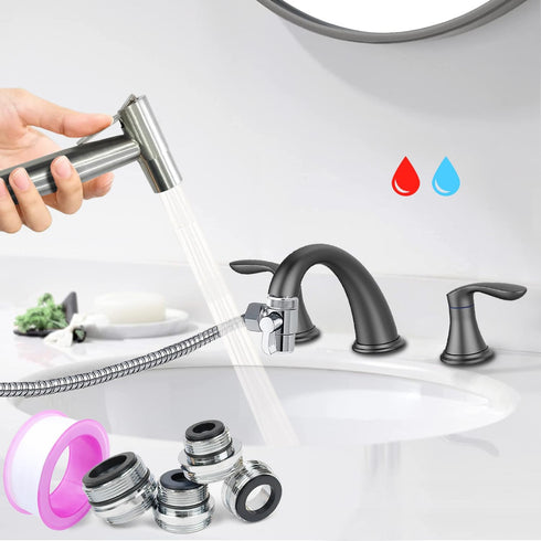 Premium Brushed Sink Faucet Handheld Bidet Sprayer for Toilet -Bidet Attachment Set