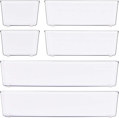 Simple Houseware Clear Drawer Organizer, Assorted Sizes, 6 Packs for Office Storage