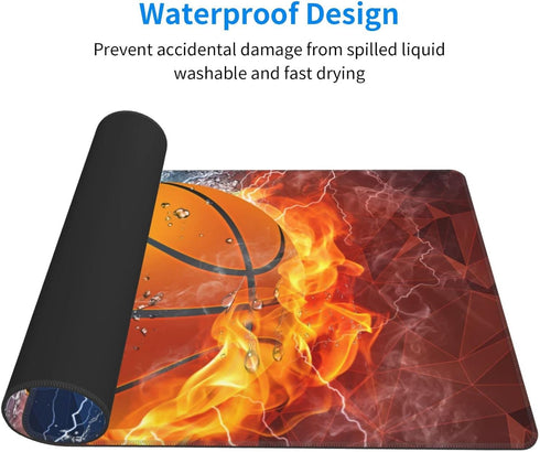 Basketball Extra Large Mouse Pad for Boys Men Desktop Gaming, 29.5" x 15.8" Cool Sports Style Extended Desk Mat with Stitched Edges and Non-Slip Base, Water Resist Desk Pad for Keyboard Laptop by SNAPMADE