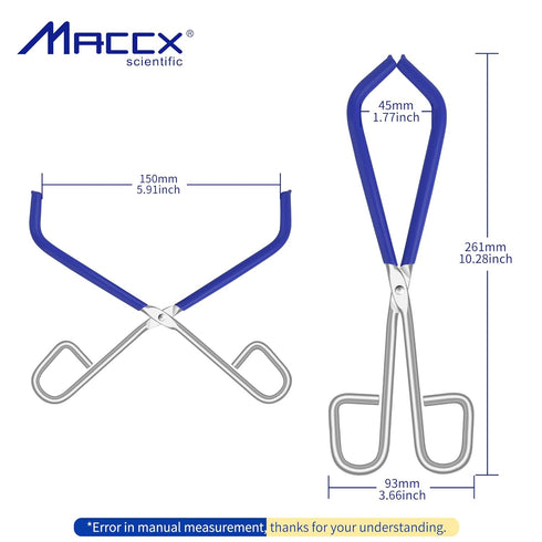 Laboratory Cup Beaker Clip Pliers Tool, Blue Rubber Coated Ends Beaker Tongs for 50mL - 2000mL Capacity