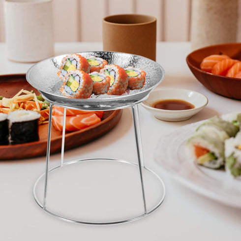 9.05X9.05X7.08 Inch Hemoton Seafood Display Rack Double Tier Stainless Steel Buffet Tower Stand for Oysters Shrimp Crab