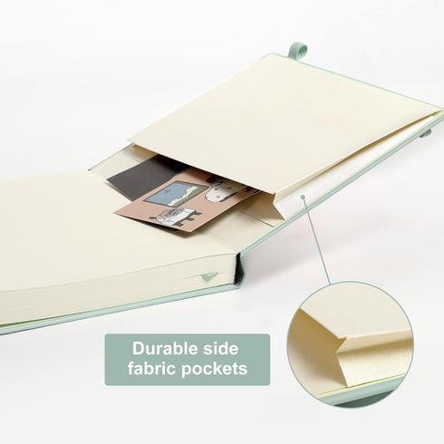 CAGIE A5 Lined Journal Notebook, 320 Pages, 100 GSM Thick Paper, Green Leather Hardcover for Writing and Note Taking