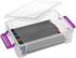 BTSKY 4 Pack Extra Large Capacity Storage Box for Pencils, Stackable Translucent Clear Desk Organizer Box Office Supplies Storage Organizer for Gel Pens Erasers Pencils Markers etc(Purple)