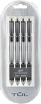 TUL Gel Pens, Retractable Fine Point, 0.5mm Black Ink, Silver Barrel, Pack of 4