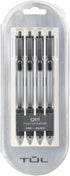 TUL Gel Pens, Retractable Fine Point, 0.5mm Black Ink, Silver Barrel, Pack of 4