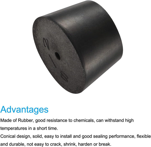 MECCANIXITY Rubber Tapered Plug 33mm to 41mm with Hole for Test Tubes Bungs Stopper, Black