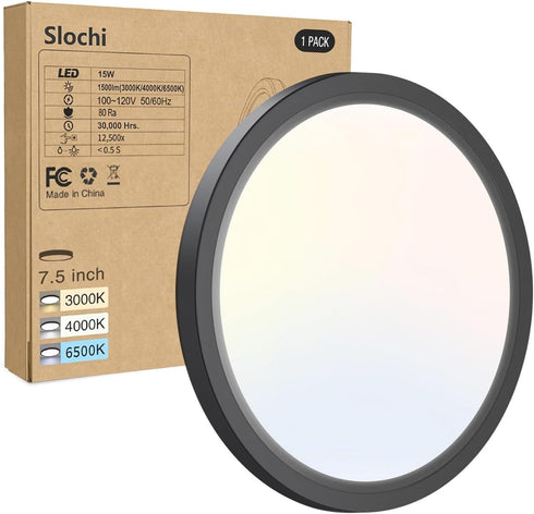 1PACK LED Flush Mount Ceiling Light Fixture, 3000K-4000K-6500K & 100W Equivalent Modern