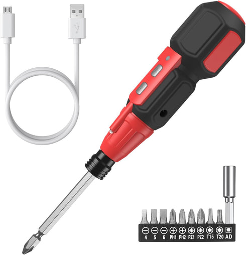 ORIA Rechargeable Cordless Screwdriver Set, Electric Power Screwdriver with LED Light, 10 Bits, 1/4'' Bit Holder