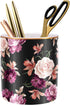 WAVEYU Pen Holder for Desk, Cute Floral Makeup Brush Holder, Durable Ceramic Flower Design Desk Pencil Organizer