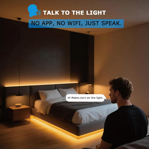 Dimmable 2700-5000K, 16.4ft, AI Voice Activated Under Bed Lights Strip, White Kids Smart Night Lights Strong Adhesive