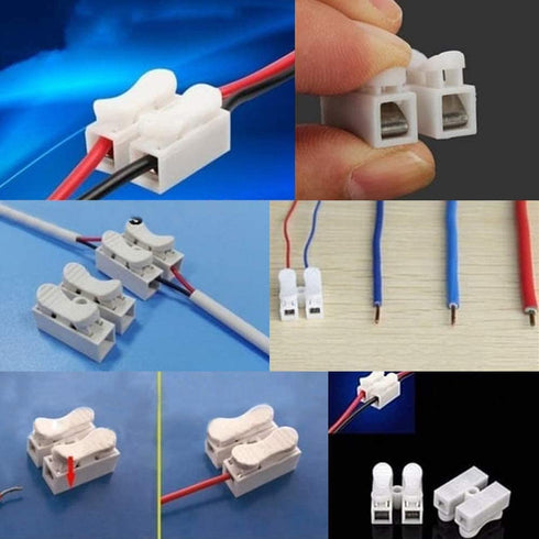 Push Quick Wire Cable Connector, 100pcs 10A 220V 2 Pin Spring Loaded Electrical Connectors