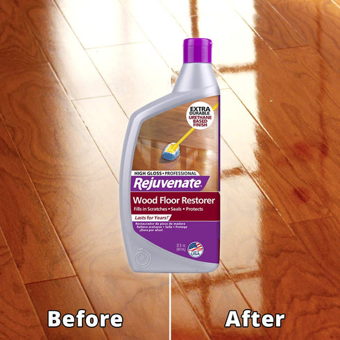 Rejuvenate 32oz Professional Wood Floor Restorer and Polish with Durable Finish Easy Mop On Application High Gloss