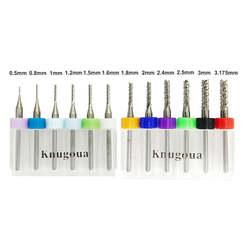 End Mill Sets Tungsten Steel CNC Router Burrs - 12 Bits for PCB Circuit Board, Plastic, Wood, Copper