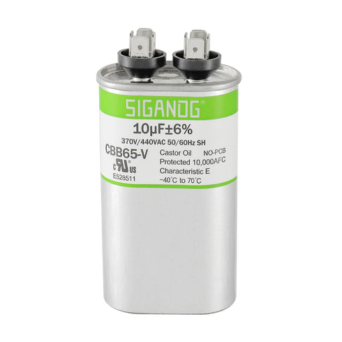 10 uF 370 or 440 Volt CBB65 Capacitor for AC Motor Run, Heat Pump, Air Conditioner, HVAC, Replacement 10 MFD