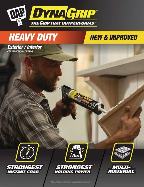 DAP 9Oz 27509 DynaGrip Heavy Duty Construction Adhesive, 9 oz, Off-White