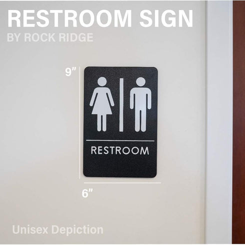 USA Made Men's and Women's Restroom Signs, ADA-Compliant Bathroom Door Signs for Offices, Black, Blue, Grey and