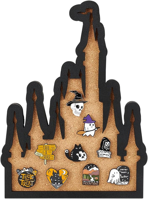 BENECREAT Pin Board Castle Cork Board, 0.8inch Thick Wall Mounted Display Board for Brooch Pin Storage, Office Home