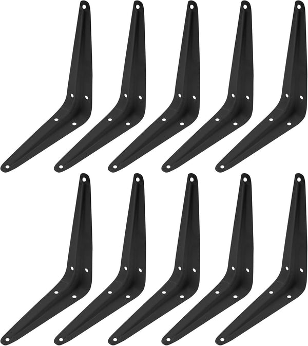 verkelly 10 Pcs Shelf Brackets, 4 x 5 Inch Black Heavy Duty Metal