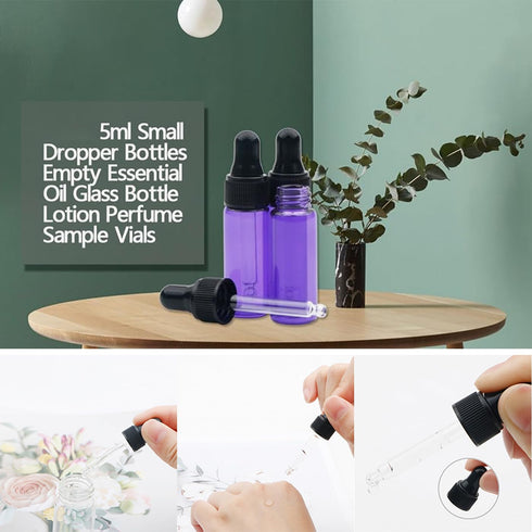 Kesell 5ml Small Dropper Bottles, Empty Essential Oil Glass Vials with Glass Eye Dropper (Pack of 20)