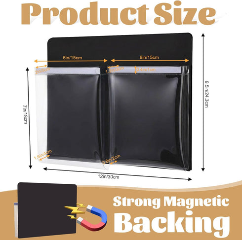 Jaloro 8 Pack 12 9.5 Inch 2 Magnetic File Holder for Refrigerator x Hanging Paper Organizer Black Board Organizer