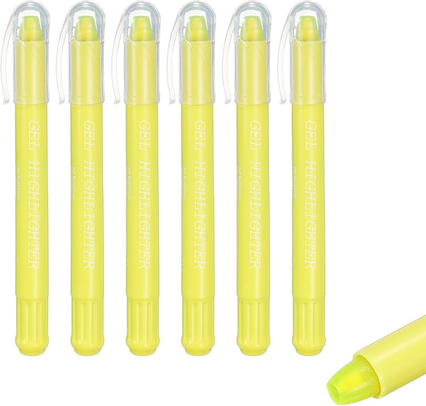PATIKIL Fluorescent Yellow Highlighters, 6 Pack Gel High Lighters No Bleeds Highliters