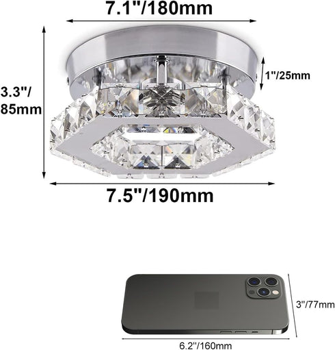 Mini Chandelier Crystal LED Ceiling Light Fixture Modern Pendant Lamp Semi Flush Mount Crystal Ceiling Lighting