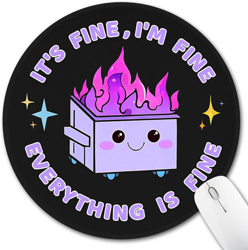 Funny Mouse Pad for Desk, Cute Office Decor with Dumpster on Fire Design, Non-Slip Rubber Base (This is Fine)