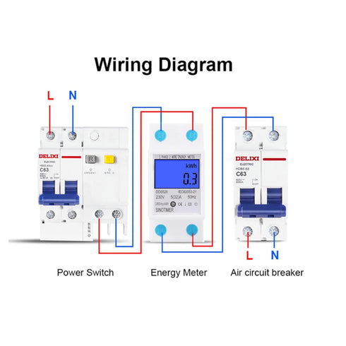 Single Phase Energy Meter 230VAC LCD KWH Electric Meter 5-32A for Electricity Usage Monitoring