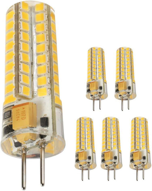 GY6.35 LED, 5 Pack, 5W Bi-pin Base, 12V AC/DC, 2700K Warm White, LED Landscape Light Bulbs, 50W Replacement