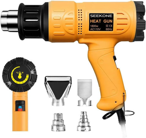 SEEKONE Heat Gun 1800W 122-120250- 650Fast Heating Heavy Duty Hot Air Gun
