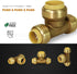 Supply Giant VQFU121234 Push Tees, 1/2 Inch x 1/2 Inch x 3/4 Inch Long Push-Fit Fittings, No Lead DZR Brass