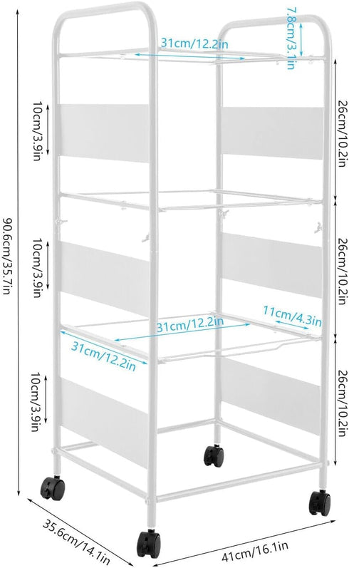 trggvvrt 3 Tiers Metal Rolling File Carts with Wheels, Rolling Hanging File Folder Cart, Metal Pull-Out File Rack