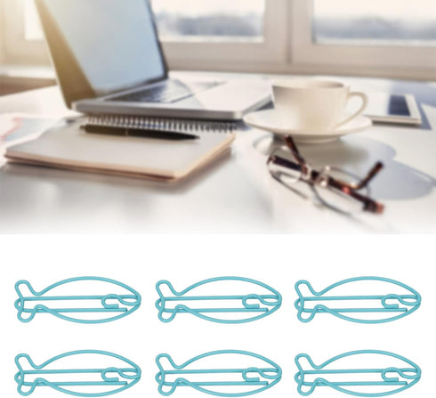 Jeanoko 100pcs Fish Shape Metal Paper Clips, Portable Office Clips for Document Organizing and File Classification