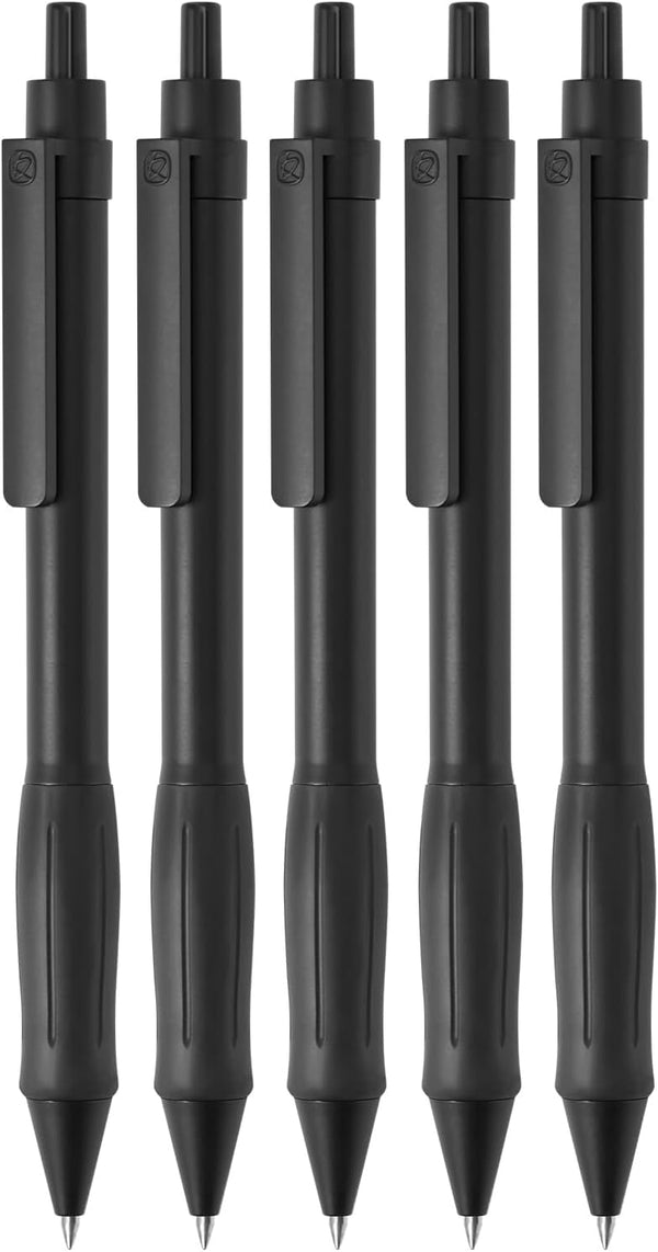 Kaco KEYBO Gel Ink Pens, Black, 5 Pieces, 0.5mm Fine Point Aesthetic Pens for School Office Supplies Stationery