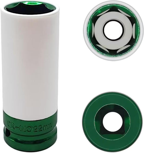 22mm 1/2" Drive Wheel Protector Impact Socket, Non-Marring Thin Wall Deep Socket