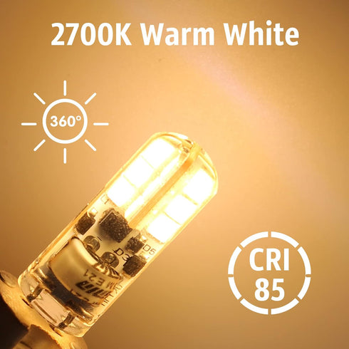 YUIIP G4 LED Bulb, 2W, 12V JC G4 Bi Pin, 20W Halogen Replacement, Warm White 2700K, 10 Pack