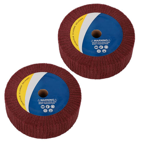 6inch Non-Woven Abrasive Grinding Flap Wheel, 240 Grit Red Nylon Fiber Scouring Pad for Rotary Tool