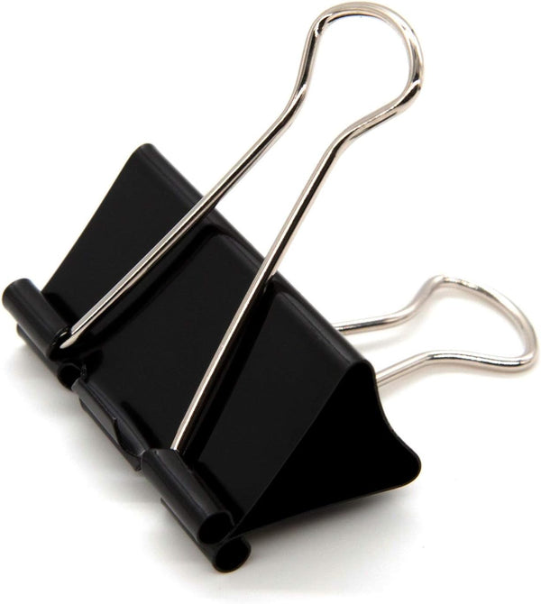 Large Black Binder Clips 1.6-Inch (24 Pack) - Big Paper Clamps for Office Supplies, 1.6-Inch/41mm Width, 0.7-Inch/18mm