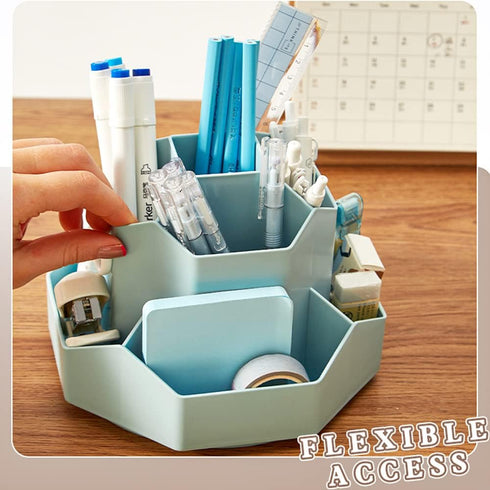 kaileyouxiangongsi Rotating Art Supply Storage Organizer, Pencil Holder with 9 Compartments for Kids Art Desk