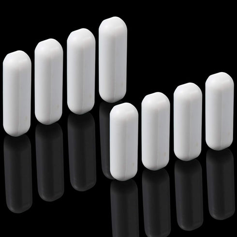 Weewooday 8 Pieces PTFE Magnetic Mixer Stirrer Bar, White Stainless Steel Laboratory Mixing Plate Magnet Stick