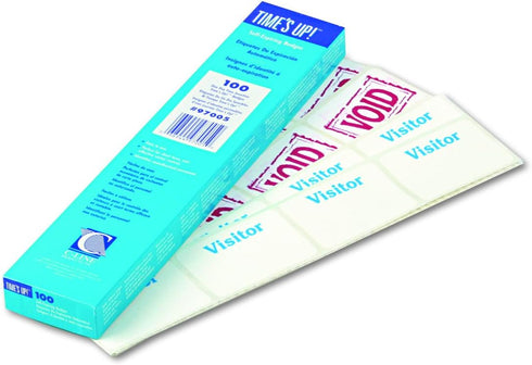 C-Line Time's Up! Self-Expiring Visitor Badges, 3 x 2 Inches, 100 per Box (97005)