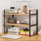 Hbluefat Desktop Organizer Shelf, 2-Tier Wood Office Desk Storage Rack, Small Computer Desk Bookshelf, Aesthetic