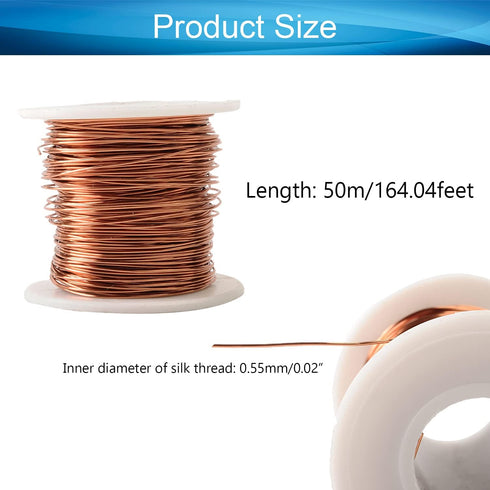 Fielect 0.55mm Dia Magnet Wire 24 AWG Enameled Copper Wire Enameled Magnet Winding Wire 164Ft Length QA-1-155 Widely Used Transformers Inductors, Electric Appliance by Fielect