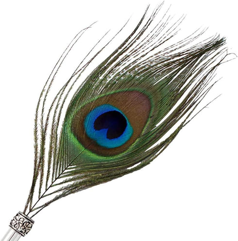 Peacock Feather Ballpoint Pens - Black Ink Natural Feather Quill Pen for Kids School Writing, Birthday Gift Pen