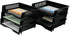 Plastic Stackable File Paper Storage Tray, Office Letter Tray, Black, 6 Pack