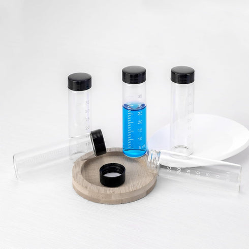 Kesell 10 Pack Clear Glass Sample Bottles 40ml Vial Empty Reusable Liquid Vials with Plastic Screw Cap & 5 Funnels