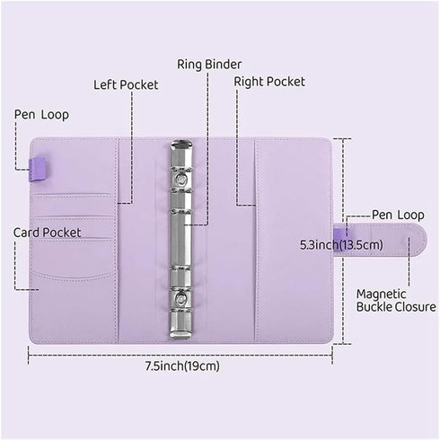 YCMGBH A6 Set,with PU Leather Budget Binder Notebook Cash Envelopes System Binder Pockets for Money Budget Saving Bill