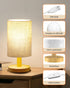 pickrelax Small Table Lamp for Bedroom - Inline Control, Bedside Lamp for Warm Light LED Desk Lamp, Wood Base Round